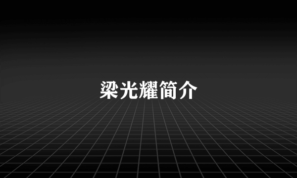 梁光耀简介