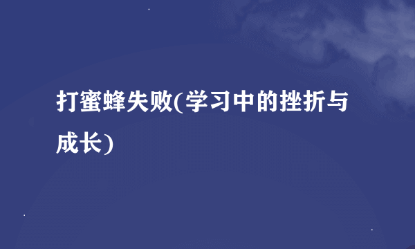 打蜜蜂失败(学习中的挫折与成长)