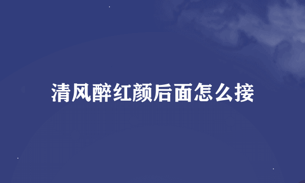清风醉红颜后面怎么接