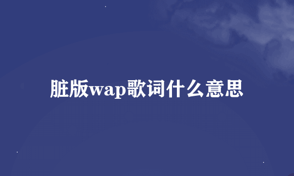 脏版wap歌词什么意思
