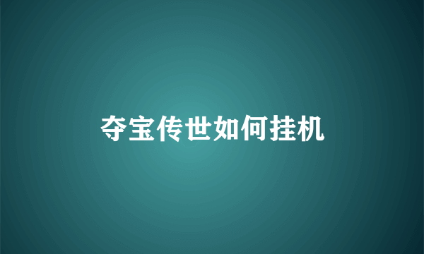 夺宝传世如何挂机