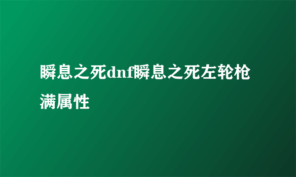 瞬息之死dnf瞬息之死左轮枪满属性