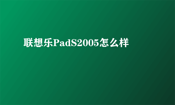 联想乐PadS2005怎么样