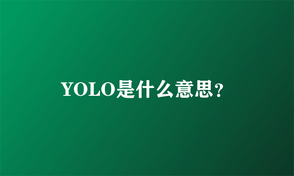 YOLO是什么意思？