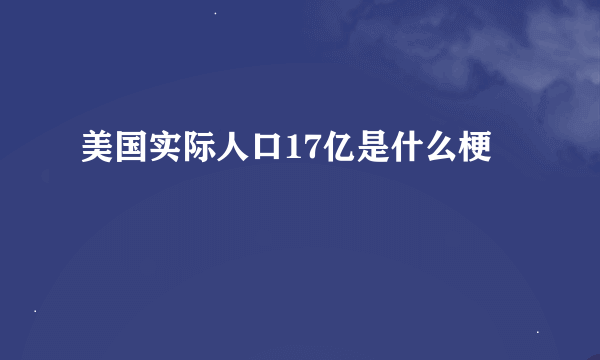 美国实际人口17亿是什么梗