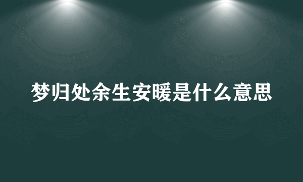梦归处余生安暖是什么意思