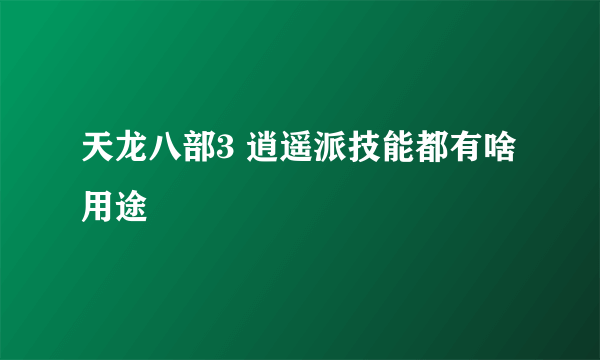 天龙八部3 逍遥派技能都有啥用途