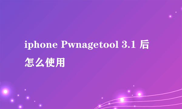 iphone Pwnagetool 3.1 后怎么使用