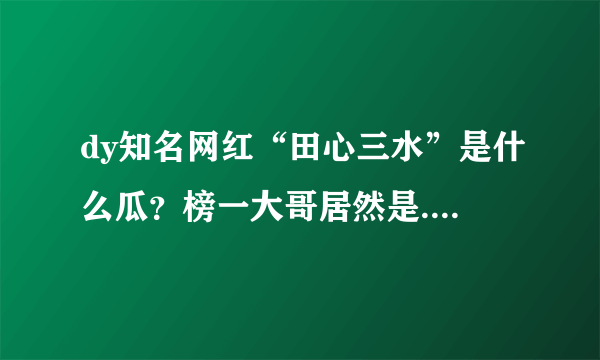 dy知名网红“田心三水”是什么瓜？榜一大哥居然是.....