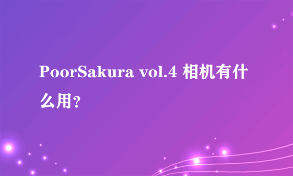 PoorSakura vol.4 相机有什么用？