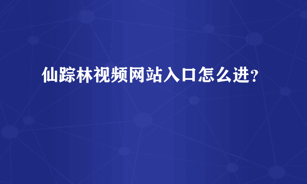 仙踪林视频网站入口怎么进？