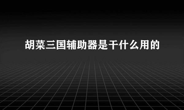 胡菜三国辅助器是干什么用的