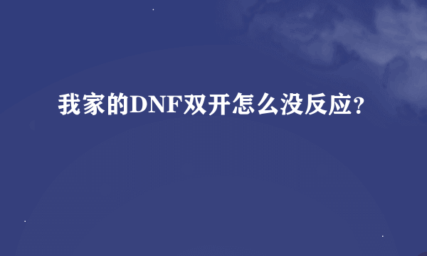 我家的DNF双开怎么没反应？