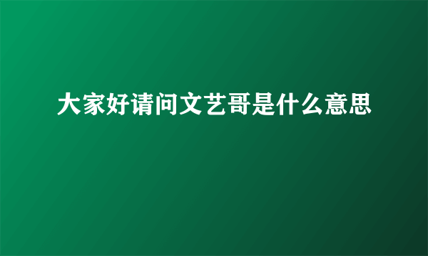 大家好请问文艺哥是什么意思