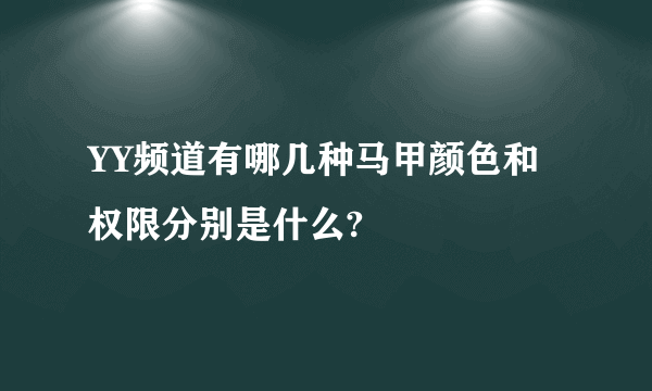 YY频道有哪几种马甲颜色和权限分别是什么?