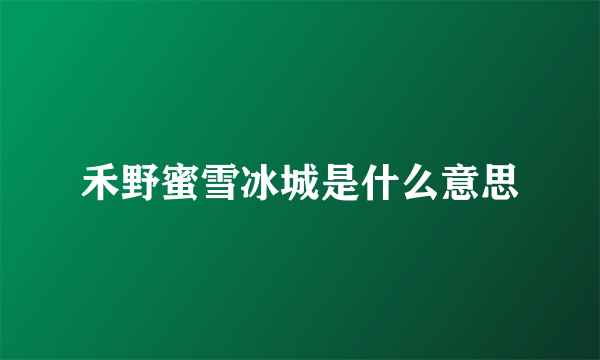 禾野蜜雪冰城是什么意思