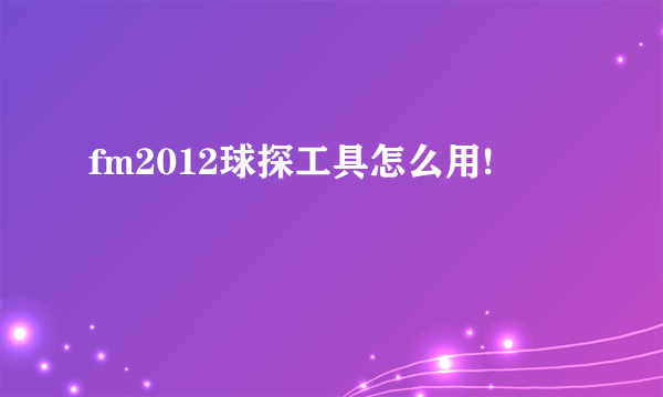 fm2012球探工具怎么用!