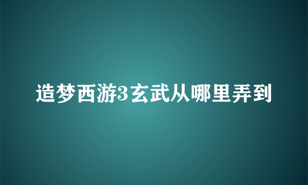 造梦西游3玄武从哪里弄到