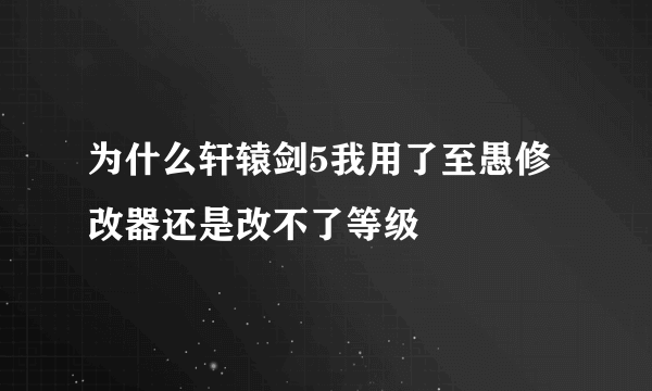 为什么轩辕剑5我用了至愚修改器还是改不了等级