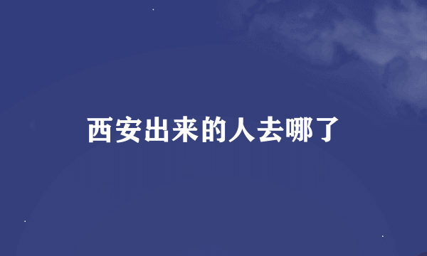 西安出来的人去哪了