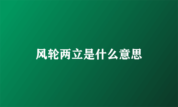 风轮两立是什么意思