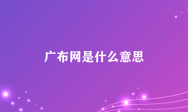 广布网是什么意思