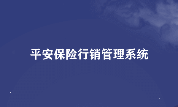 平安保险行销管理系统