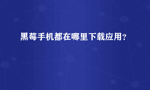 黑莓手机都在哪里下载应用？