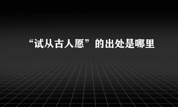 “试从古人愿”的出处是哪里