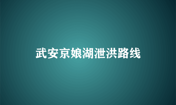 武安京娘湖泄洪路线