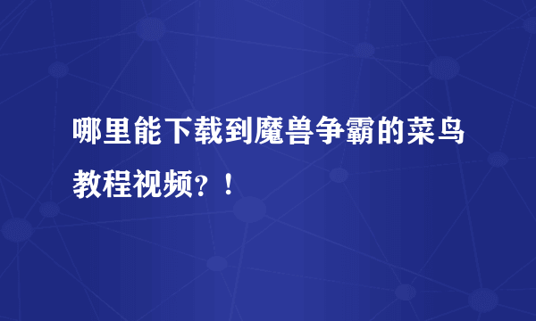 哪里能下载到魔兽争霸的菜鸟教程视频？!