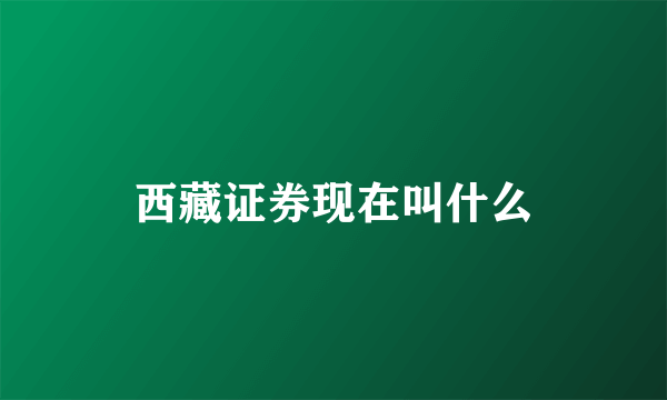 西藏证券现在叫什么
