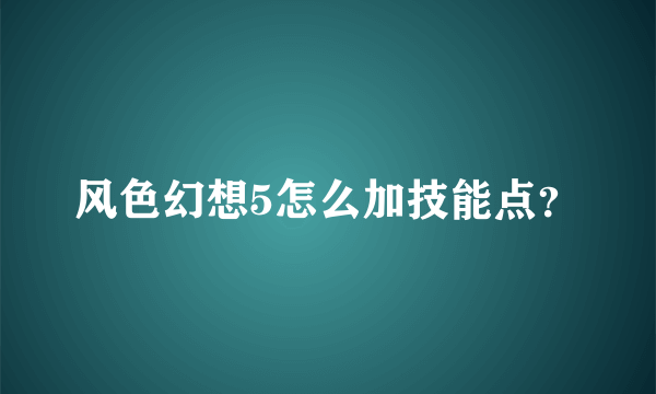 风色幻想5怎么加技能点？