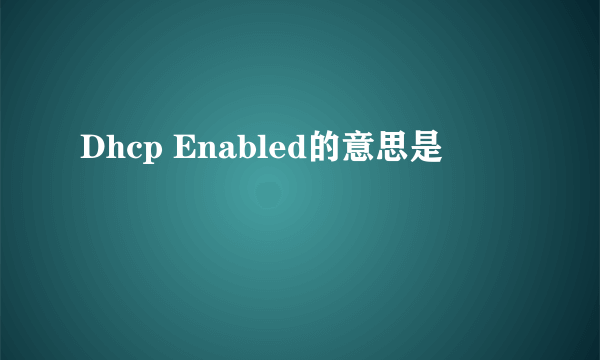 Dhcp Enabled的意思是