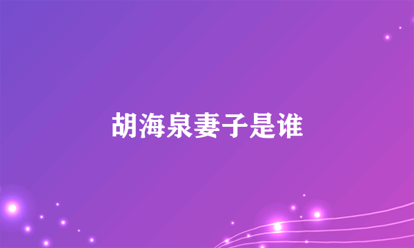 胡海泉妻子是谁