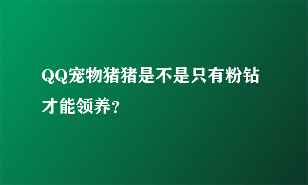 QQ宠物猪猪是不是只有粉钻才能领养？