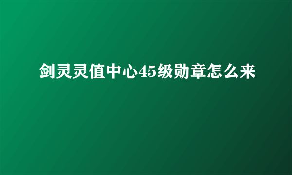 剑灵灵值中心45级勋章怎么来