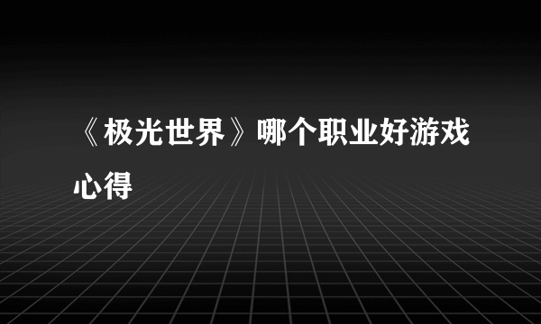 《极光世界》哪个职业好游戏心得