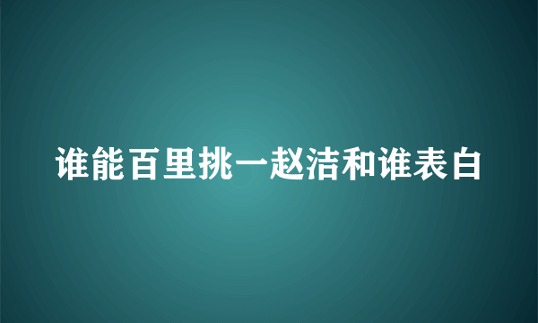 谁能百里挑一赵洁和谁表白