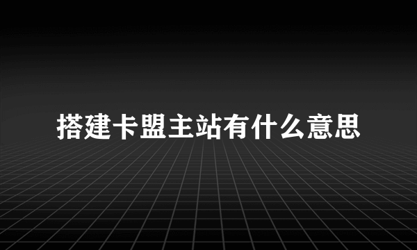 搭建卡盟主站有什么意思