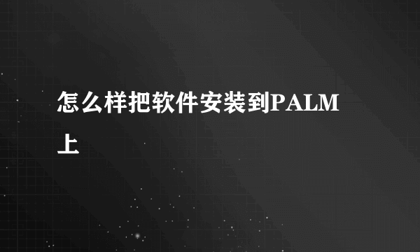 怎么样把软件安装到PALM 上