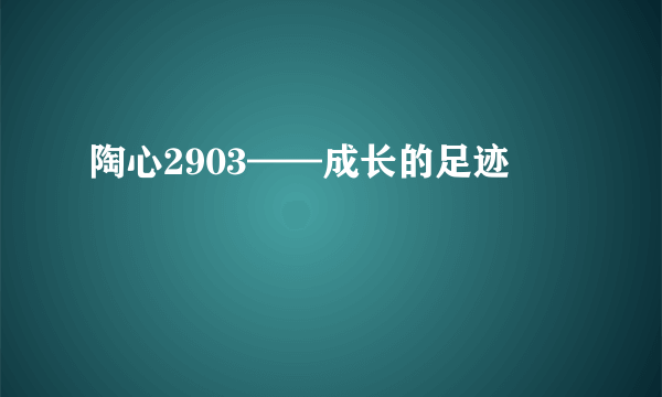 陶心2903——成长的足迹