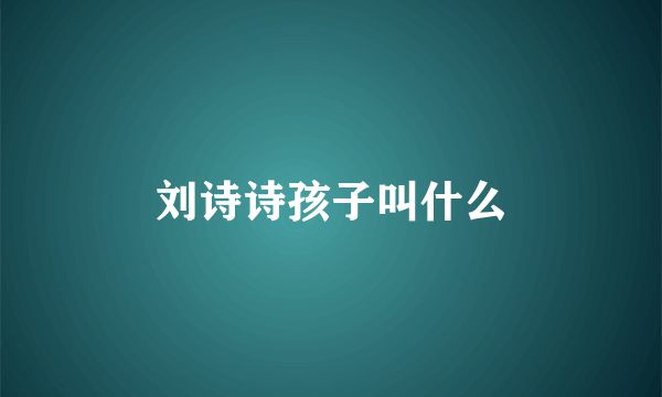 刘诗诗孩子叫什么