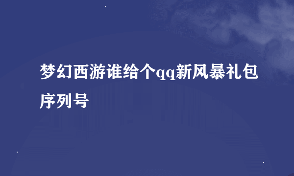 梦幻西游谁给个qq新风暴礼包序列号