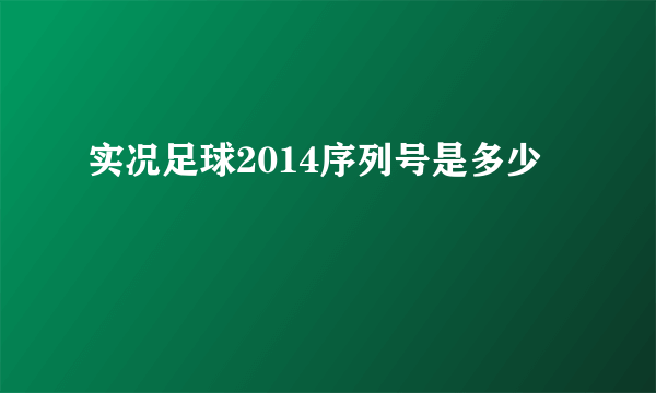 实况足球2014序列号是多少