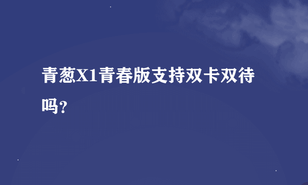 青葱X1青春版支持双卡双待吗？