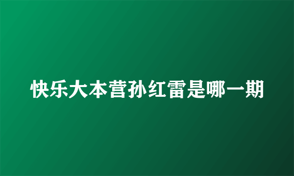 快乐大本营孙红雷是哪一期