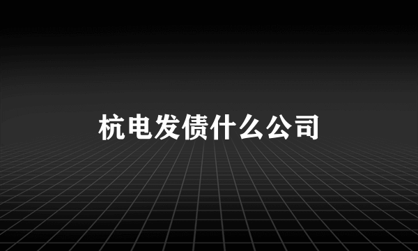 杭电发债什么公司