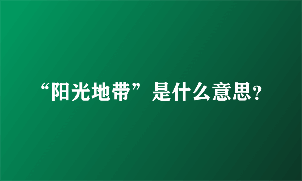 “阳光地带”是什么意思？