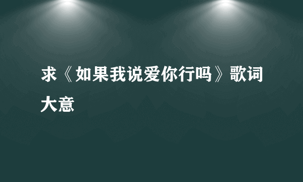 求《如果我说爱你行吗》歌词大意